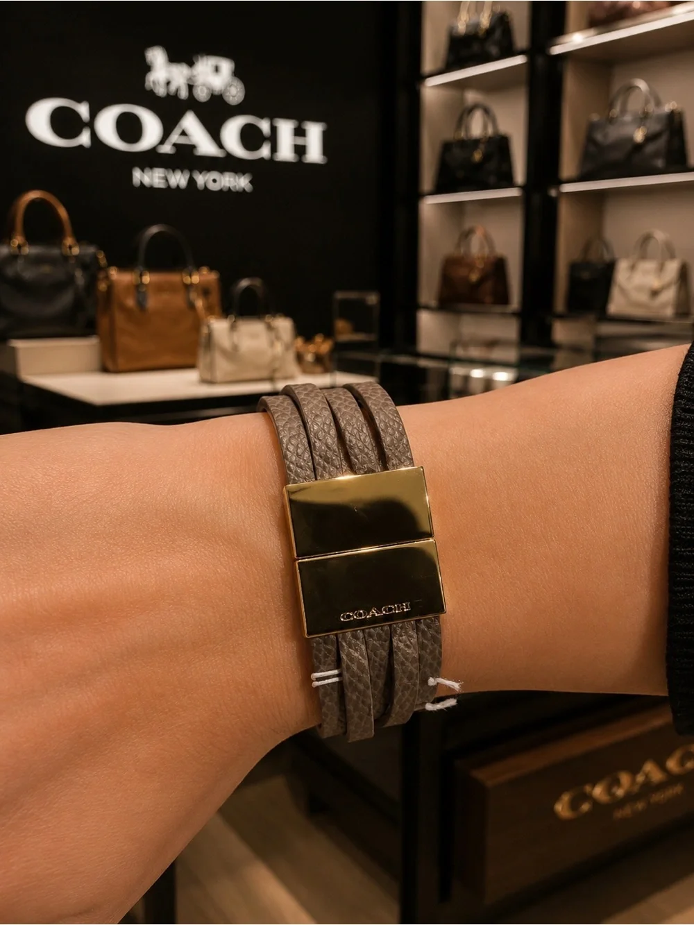 Coach Classic 5-Strand Leather Wrap Bracelet with dust bag